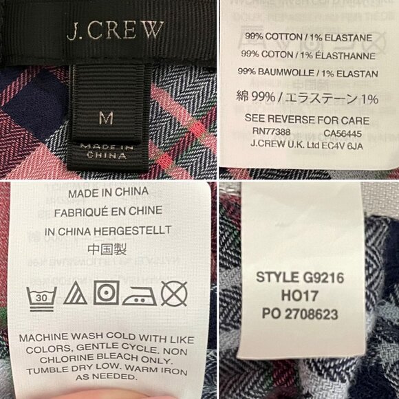 J Crew Womens sz M Plaid Cotton Blend Shirt 5 Button Pullover Top Casual Blouse - Picture 4 of 6